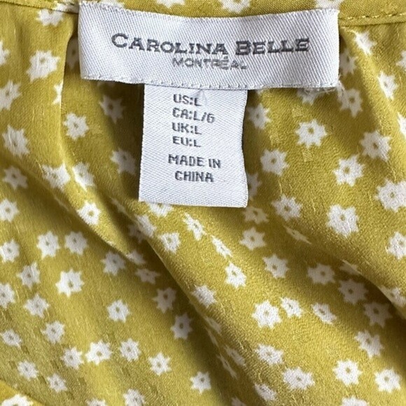 Carolina Belle Montreal Floral Short Sleeve Blouse Size Large - Picture 13 of 13